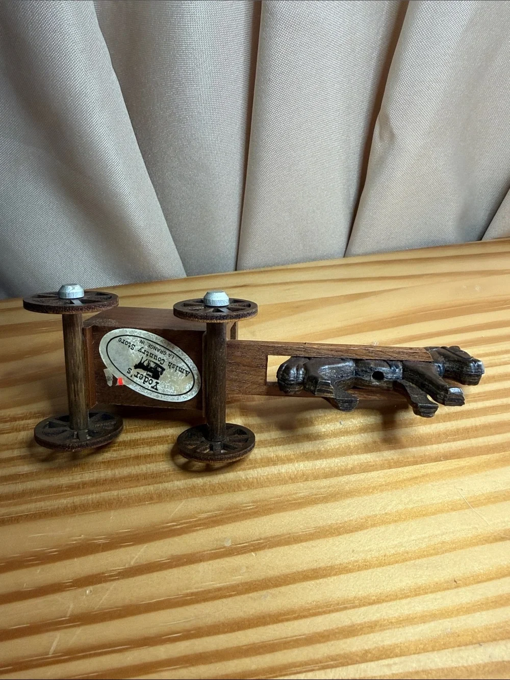Vintage M-M Wooden Amish Horse and Buggy Miniature Figurine Yoder's Store